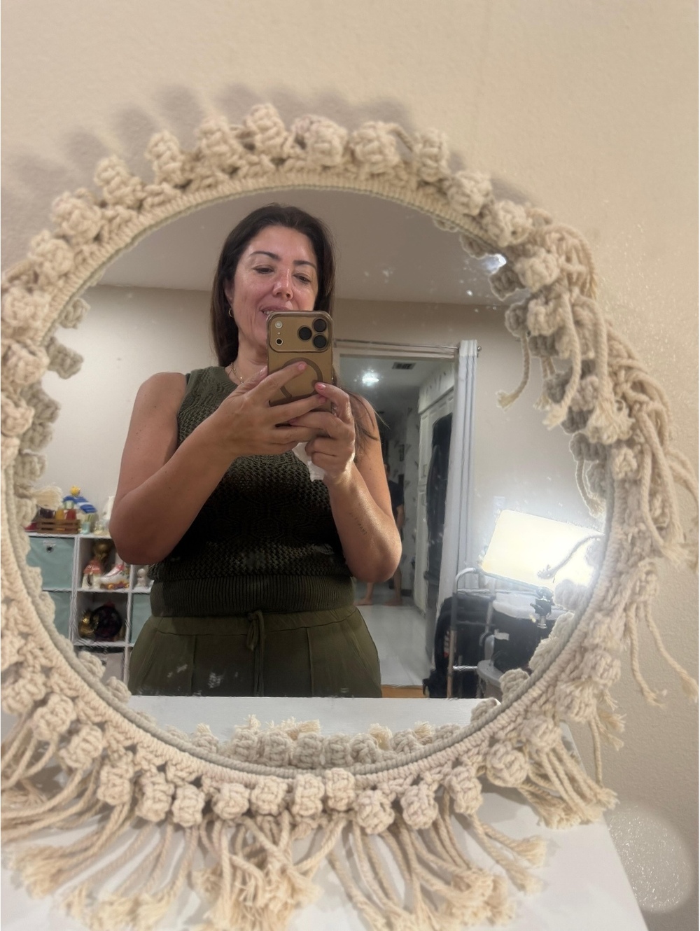 Large Macrame Wall Mirror with Boho